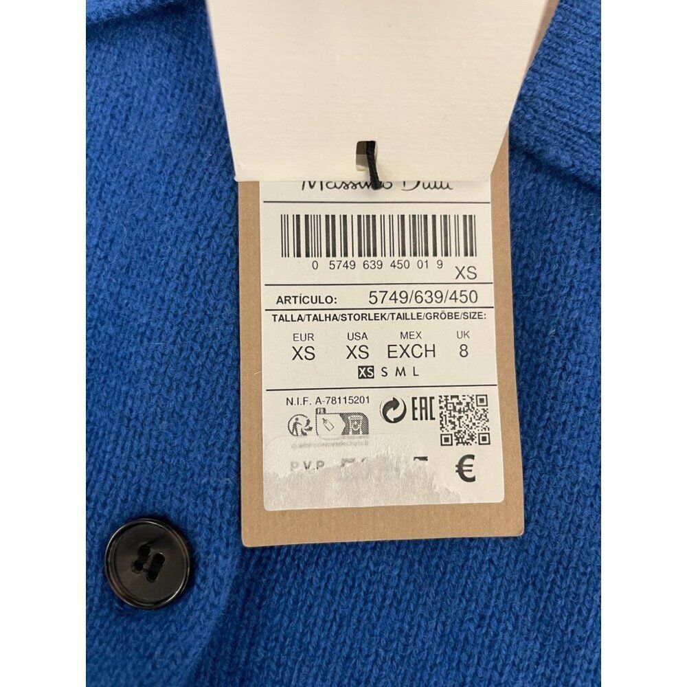 Massimo Dutti Womens Sweater XS Blue Wool Cashmere Cardigan 5749/639 NWT - Picture 7 of 10